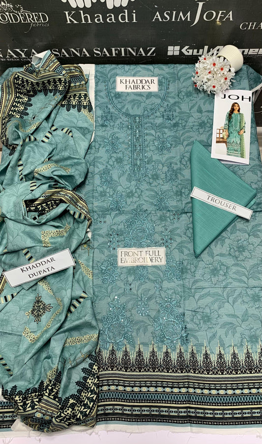 JCH-003 Bareeze Heavy Embroidery 3PC Khaddar Suit