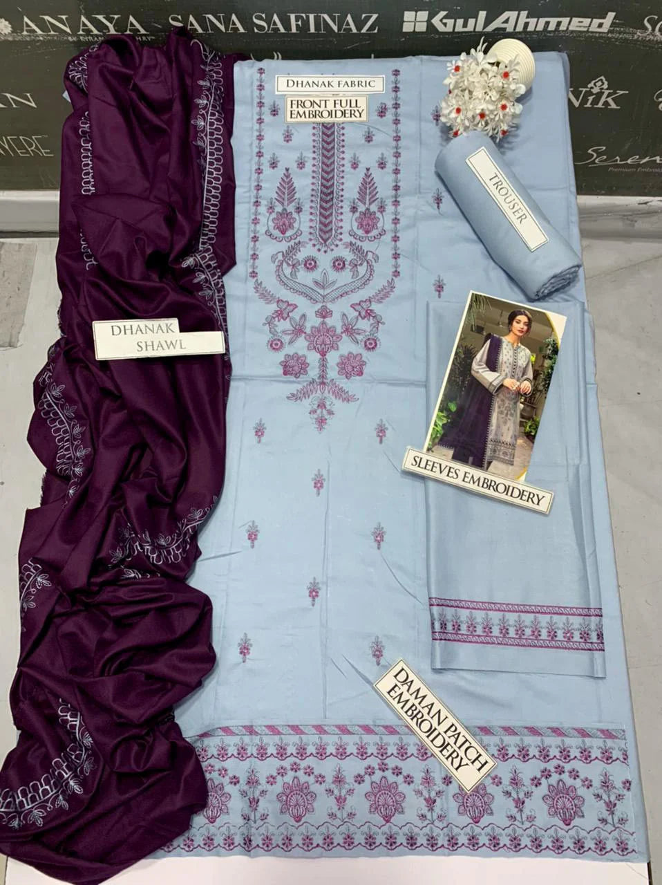 Jazmin Embroidery 3PC Dhanak Suit JCH-107