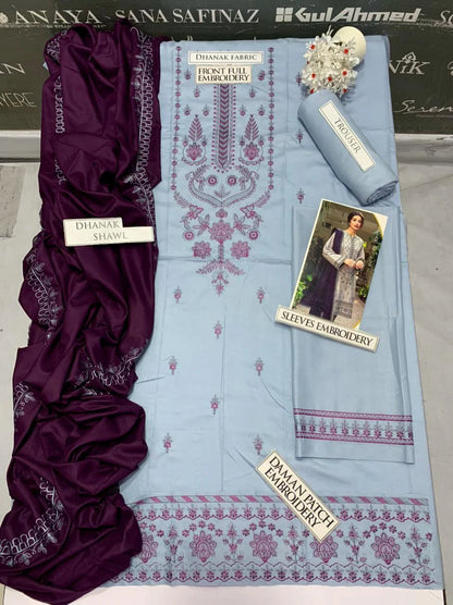 Jazmin Embroidery 3PC Dhanak Suit JCH-107