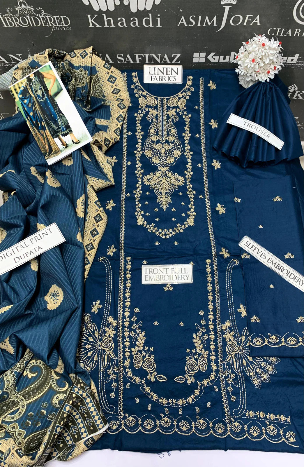 Bareeze Heavy Embroidery 3PC Linen Suit JCH-053