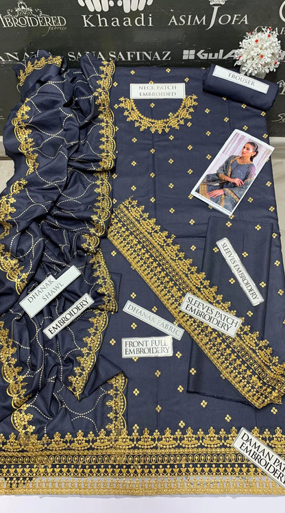 JCH-005 Cross Stitch Heavy Embroidery 3PC Dhanak Suit