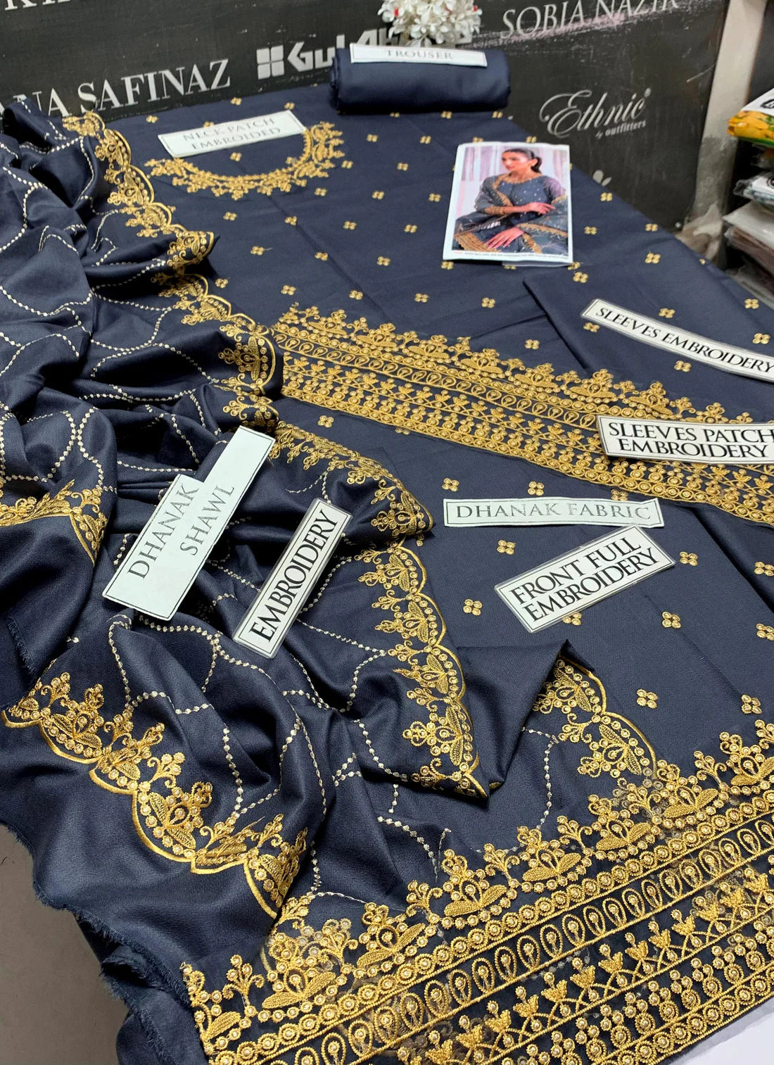 JCH-005 Cross Stitch Heavy Embroidery 3PC Dhanak Suit