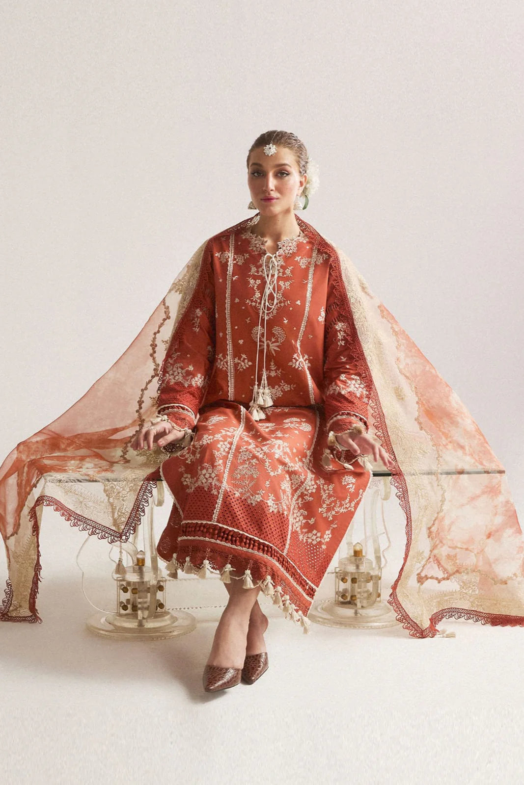 Hussain Rehar Heavy Embroidery 3PC Dhanak Suit JCH-062