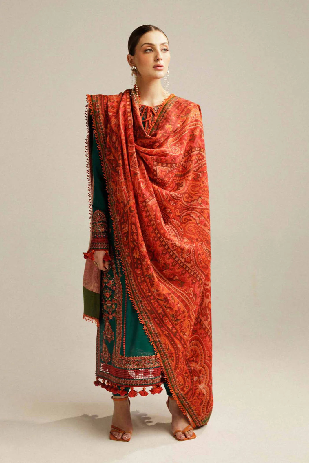 Hussain Rehar Embroidery 3PC Dhanak Suit JCH-074