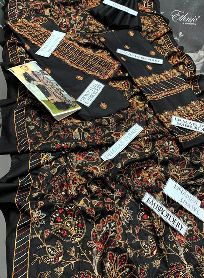 Bareeze Heavy Embroidery 3PC Dhanak Suit JCH-046