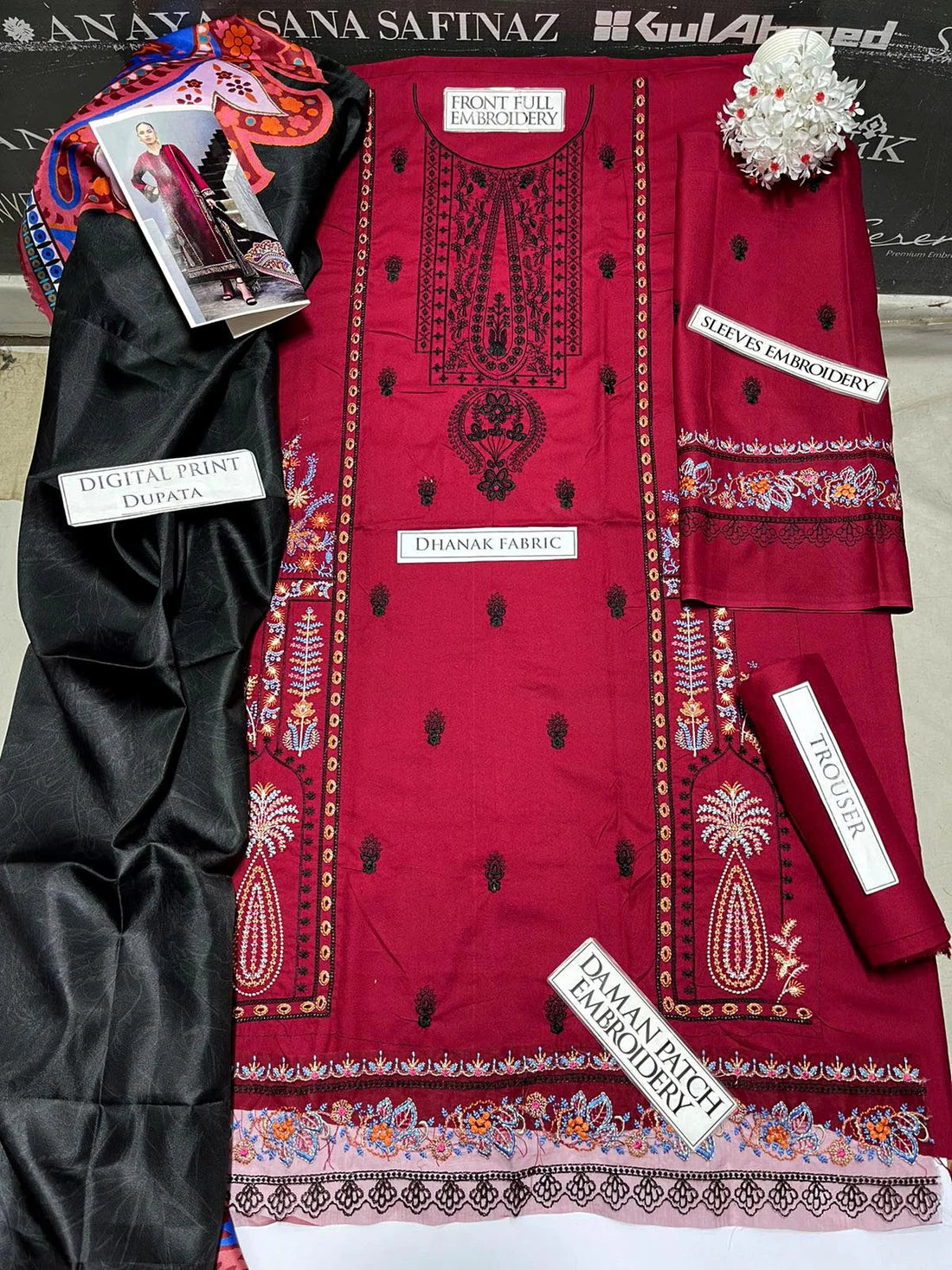 Zainab Chottani Embroidery 3PC Dhanak Suit JCH-105