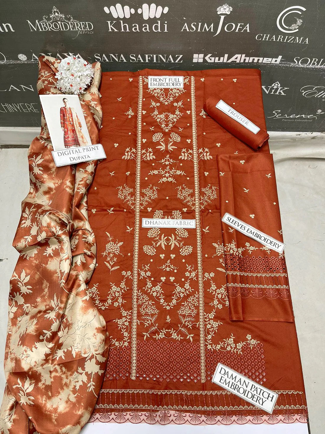 Hussain Rehar Heavy Embroidery 3PC Dhanak Suit JCH-062