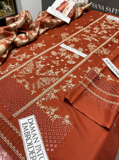 Hussain Rehar Heavy Embroidery 3PC Dhanak Suit JCH-062