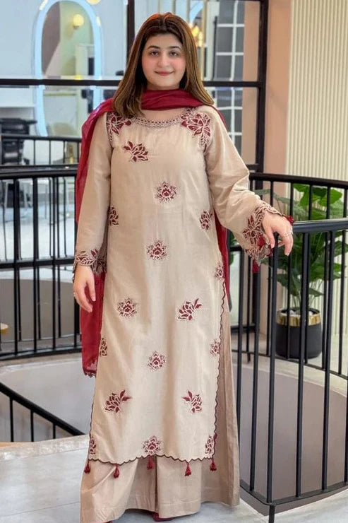 Umzay Embroidery 3PC Dhanak Suit JCH-194