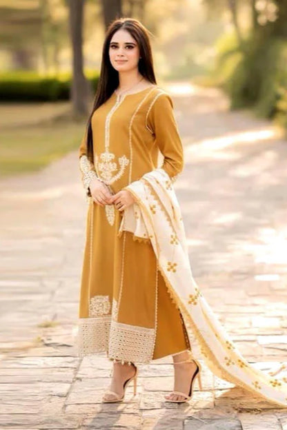 A Sling Embroidery 3PC Dhanak Suit JCH-076