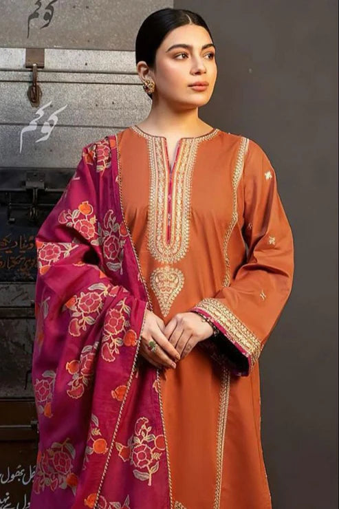 Zara Shah Jahan Embroidery 3PC Dhanak Suit JCH-165