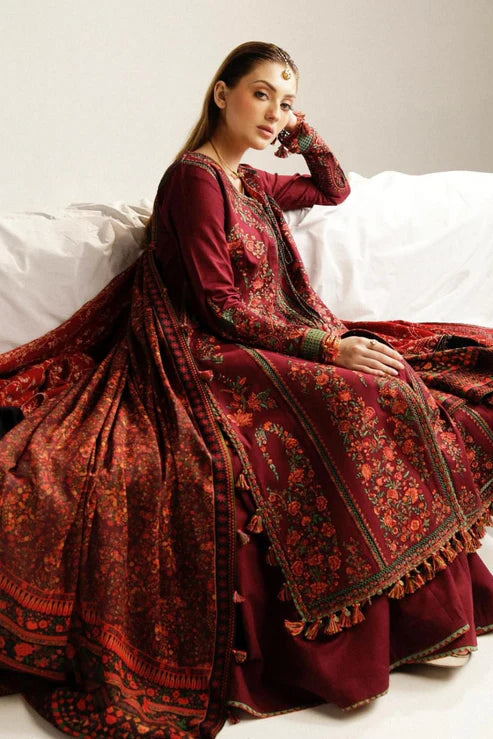 Hussain Rehar Heavy Embroidery 3PC Dhanak Suit JCH-200