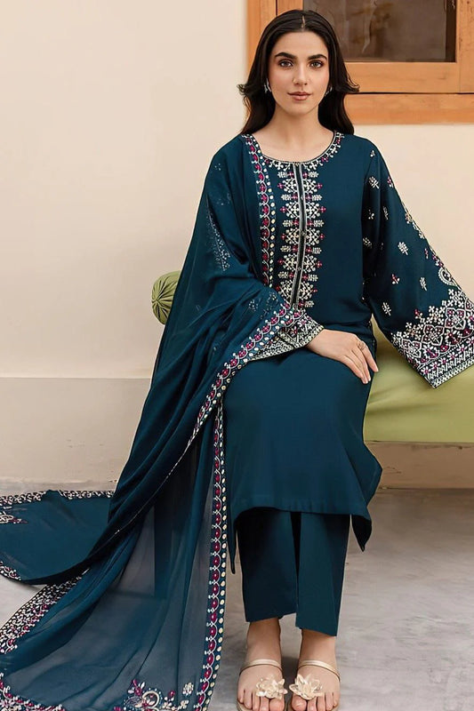 JCH-022 Bitik Heavy Embroidery 3PC Dhanak Suit