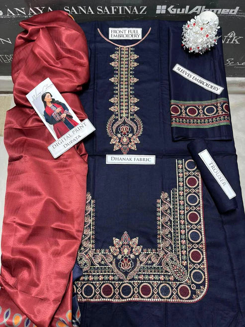 Jazmin Embroidery 3PC Dhanak Suit JCH-124
