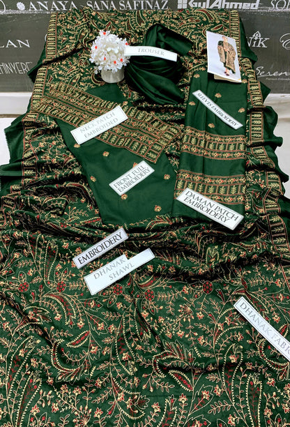 Bareeze Heavy Embroidery 3PC Dhanak Suit JCH-048