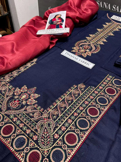 Jazmin Embroidery 3PC Dhanak Suit JCH-124