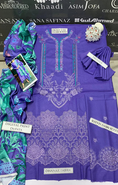 Mushq Heavy Embroidery 3PC Dhanak Suit JCH-030