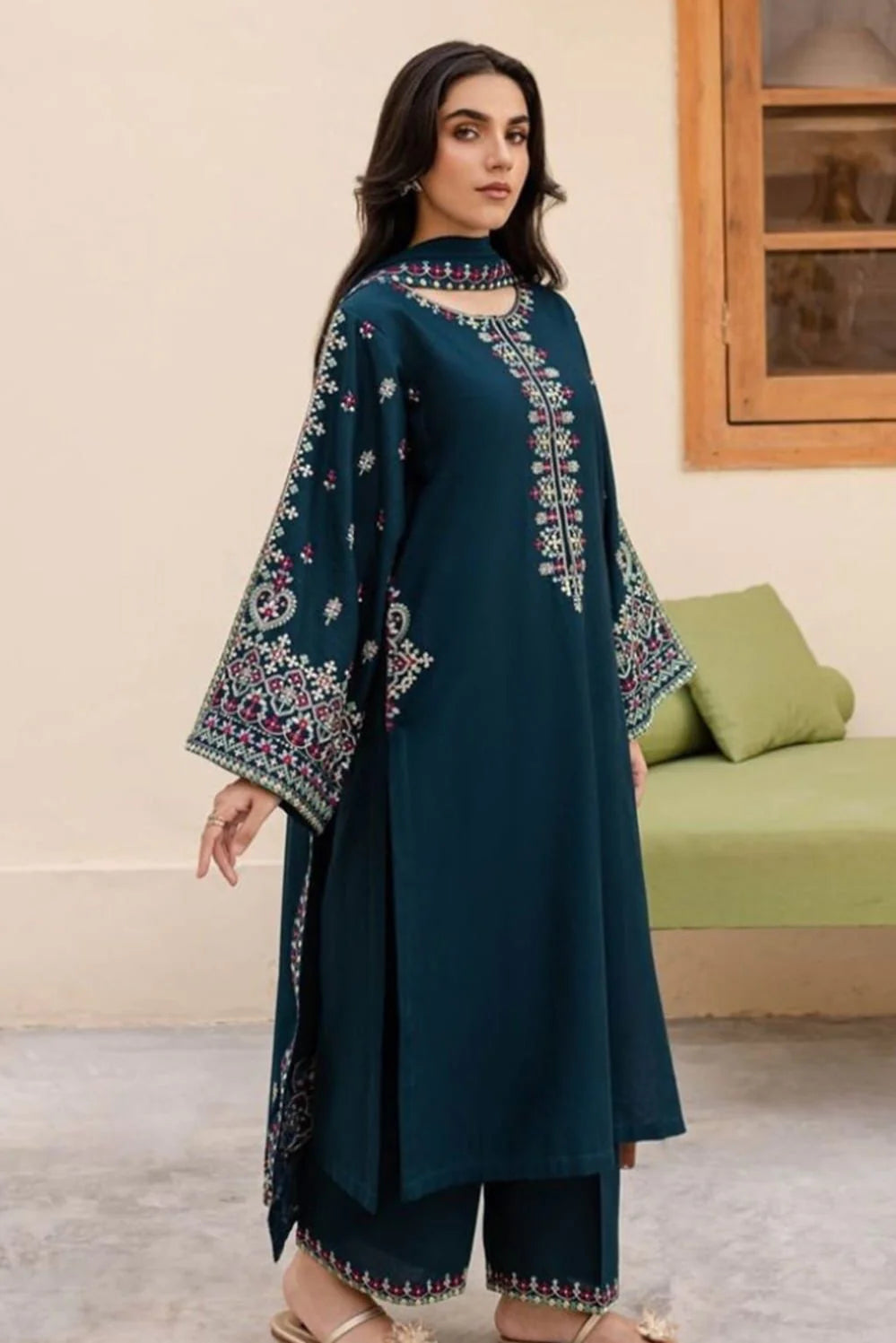JCH-022 Bitik Heavy Embroidery 3PC Dhanak Suit
