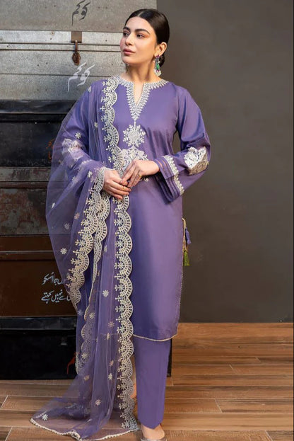 Zara Shah Jahan Heavy Embroidery 3PC Dhanak Suit JCH-036