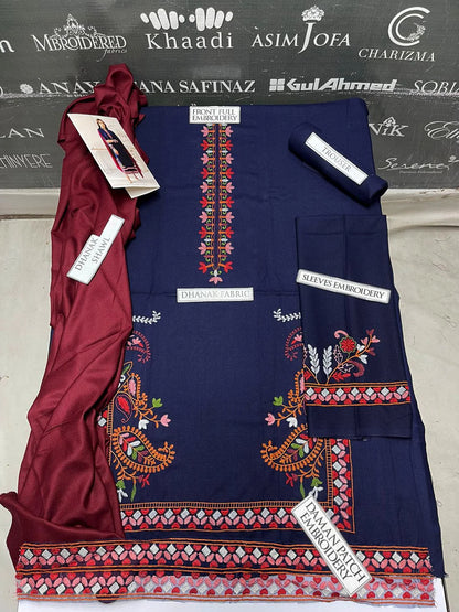 Jazmin Heavy Embroidery 3PC Dhanak Suit JCH-064