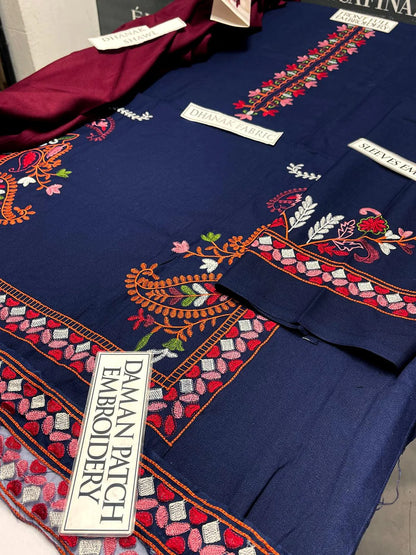 Jazmin Heavy Embroidery 3PC Dhanak Suit JCH-064