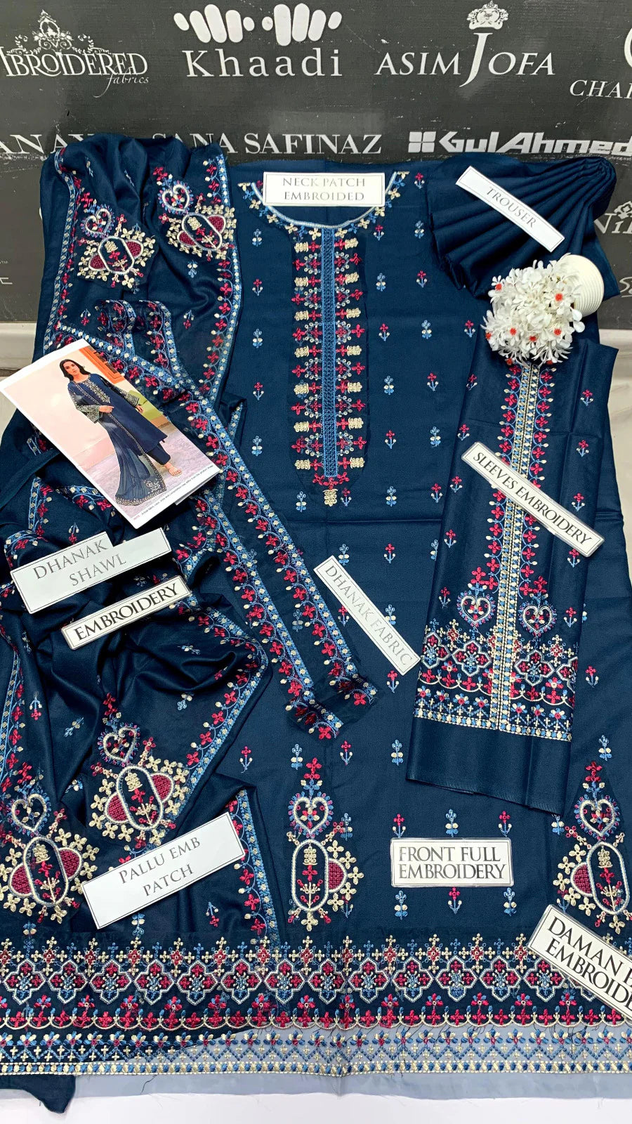 JCH-022 Bitik Heavy Embroidery 3PC Dhanak Suit