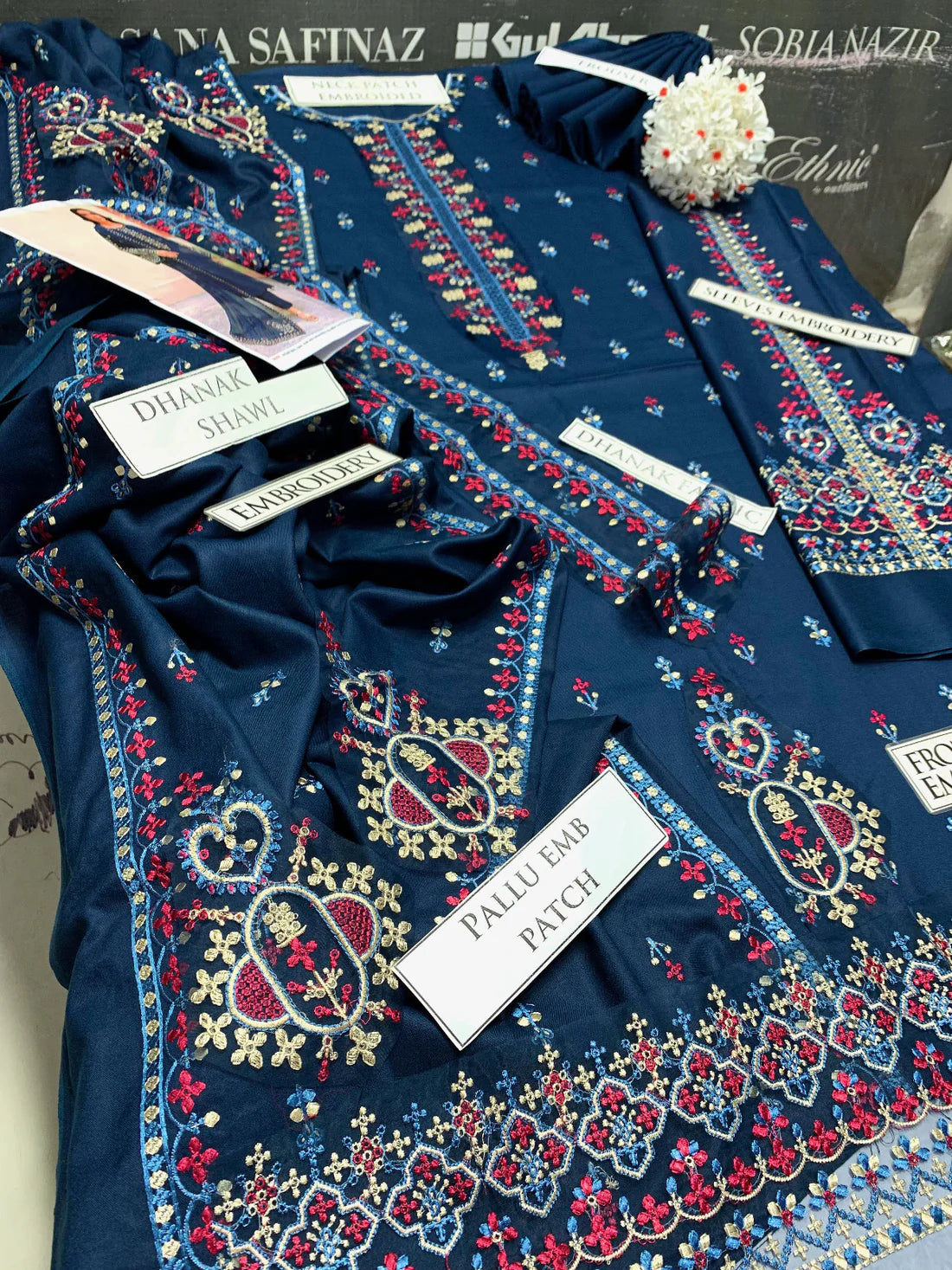 JCH-022 Bitik Heavy Embroidery 3PC Dhanak Suit