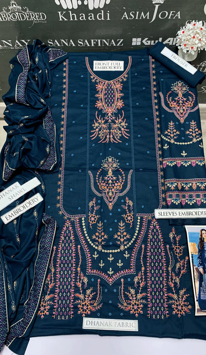 JCH-002 Qalamkar Heavy Embroidery 3PC Dhanak Suit