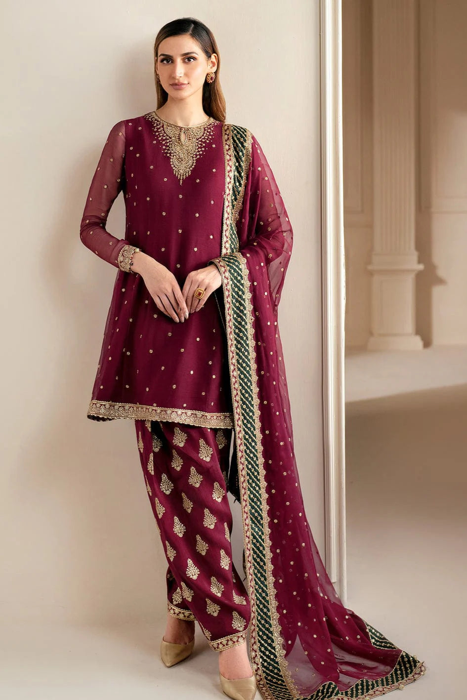 JCH-027 Jazmin Heavy Embroidery 3PC Dhanak Suit