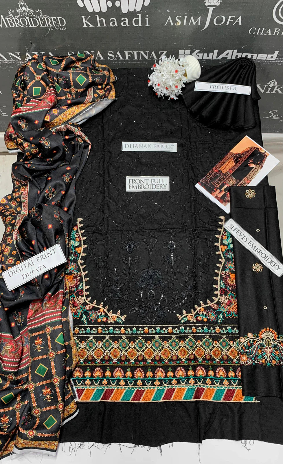 JCH-013 Baroque Heavy Embroidery 3PC Dhanak Suit