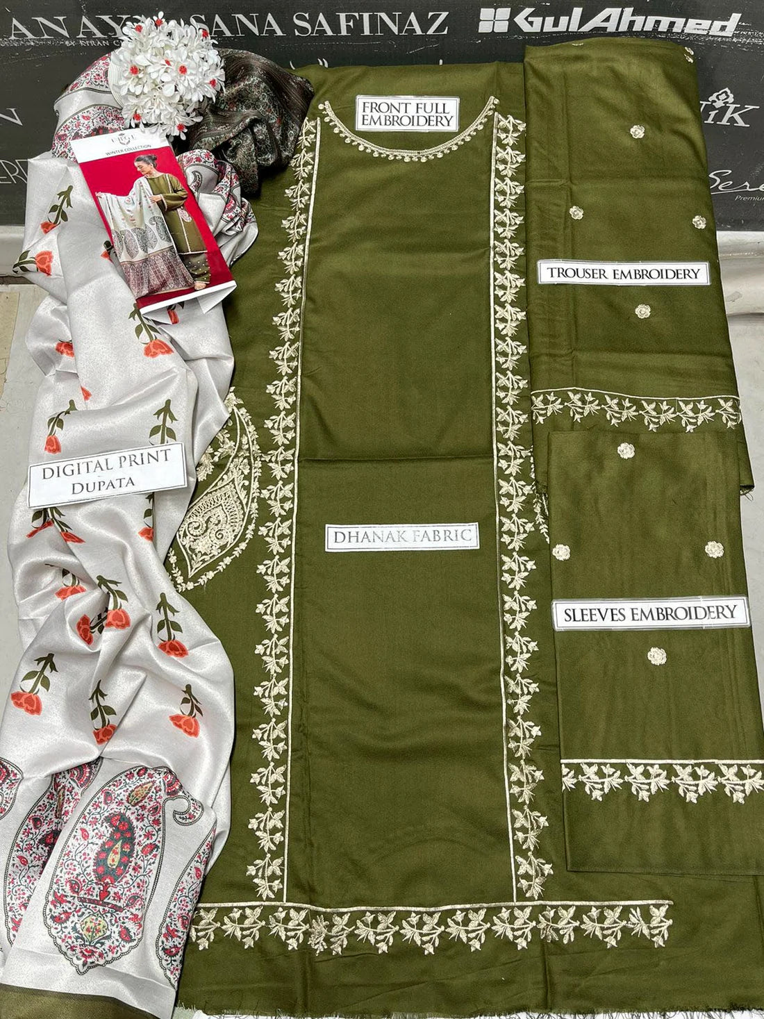 Urge Heavy Embroidery 3PC Dhanak Suit JCH-059