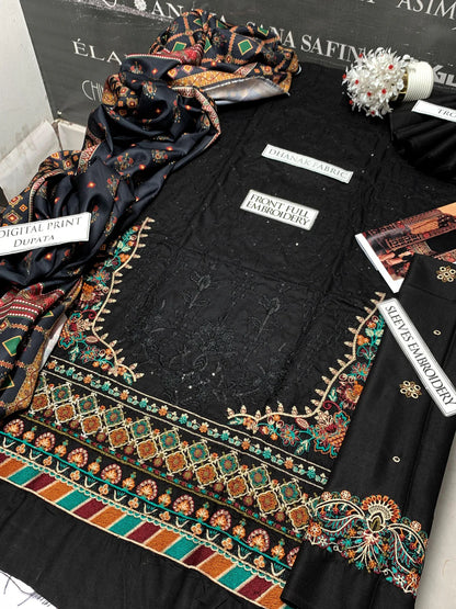 JCH-013 Baroque Heavy Embroidery 3PC Dhanak Suit