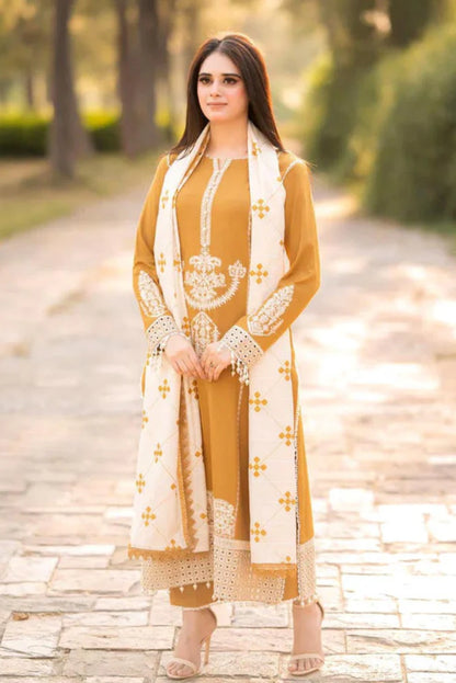 A Sling Embroidery 3PC Dhanak Suit JCH-076