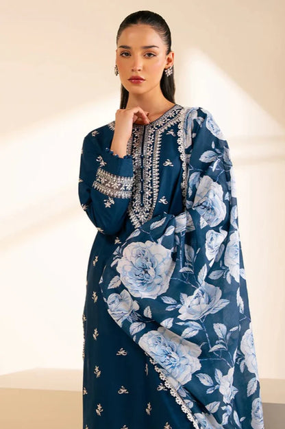 Cross Stich Heavy Embroidery 3PC Linen Suit JCH-045