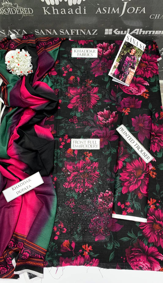 JCH-006 Bareeze Heavy Embroidery 3PC Khaddar Suit