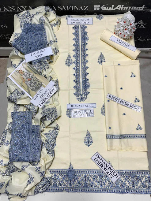 Bareeze Heavy Embroidery 3PC Dhanak Suit JCH-201