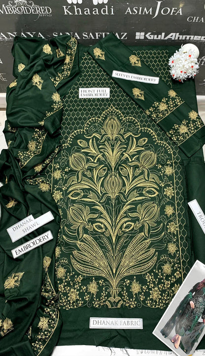 JCH-012 Bareeze Heavy Embroidery 3PC Dhanak Suit