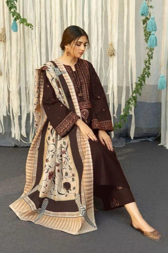 A Sling Heavy Embroidery 3PC Dhanak Suit JCH-065