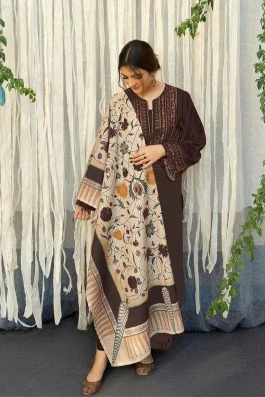 A Sling Heavy Embroidery 3PC Dhanak Suit JCH-065