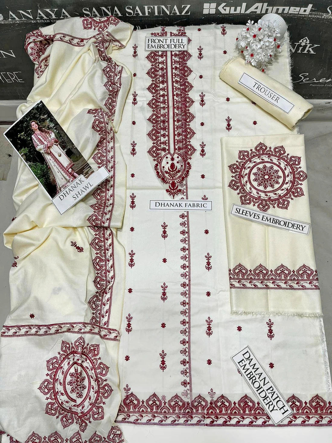 Aneelas Embroidery 3PC Dhanak Suit JCH-117