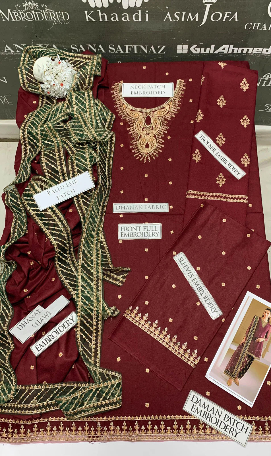 JCH-027 Jazmin Heavy Embroidery 3PC Dhanak Suit