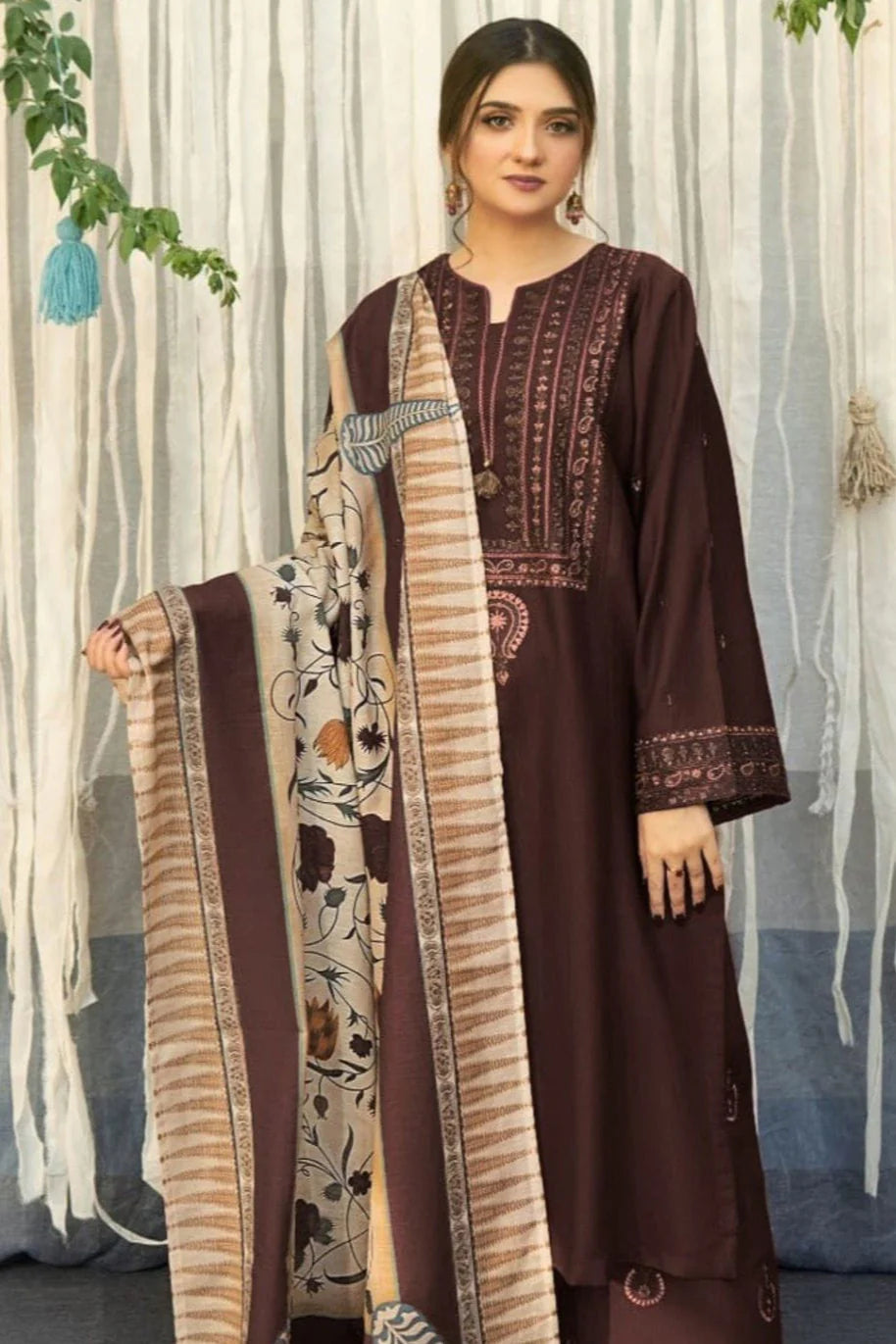 A Sling Heavy Embroidery 3PC Dhanak Suit JCH-065