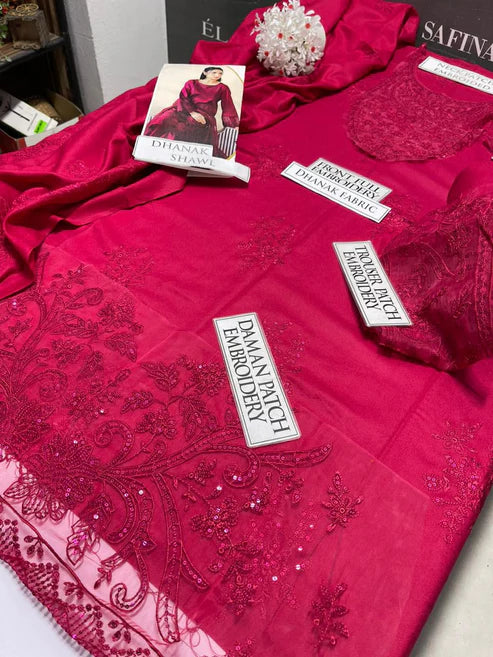 Maria B Heavy Embroidery 3PC Dhanak Suit JCH-131