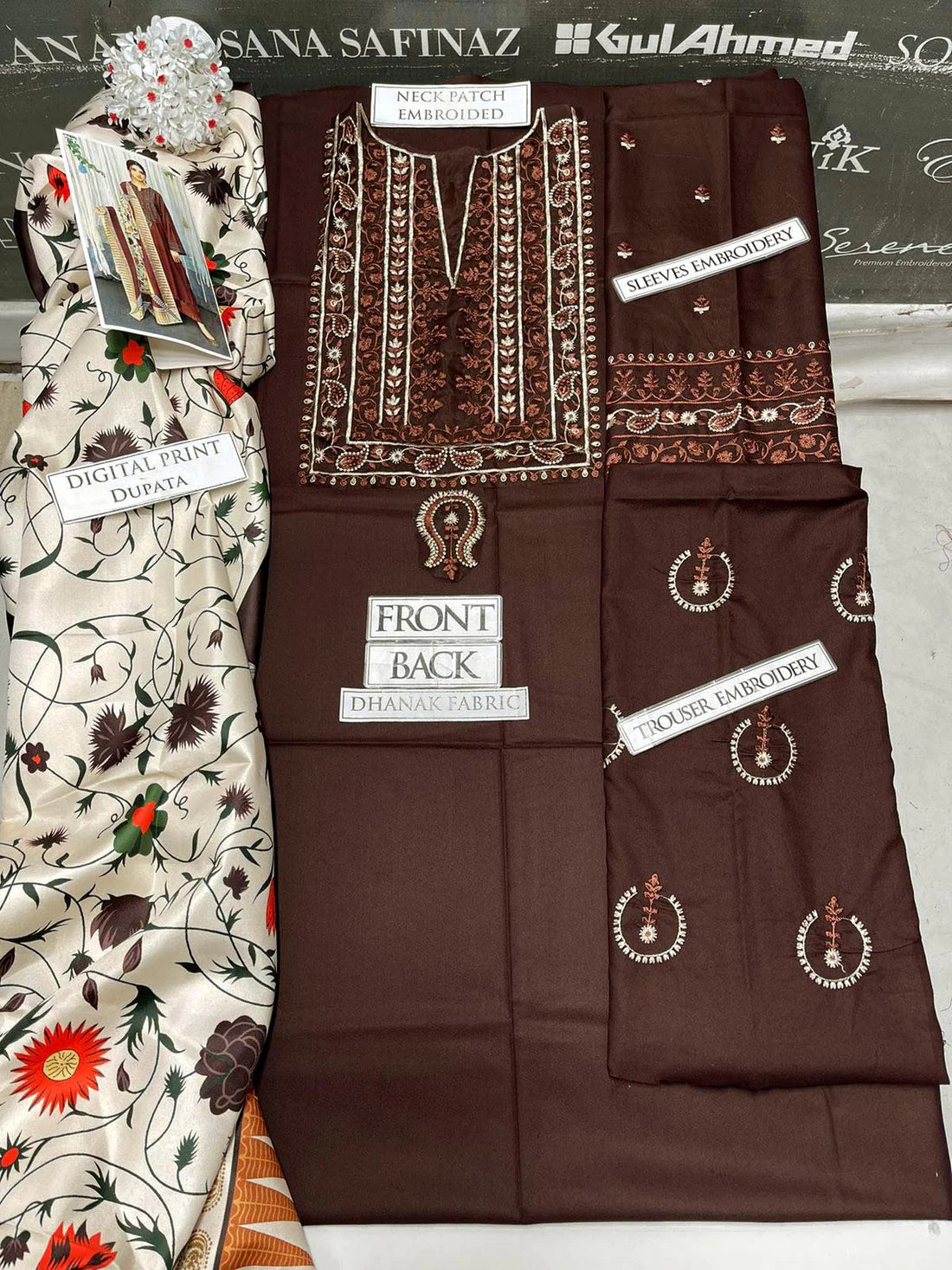 A Sling Heavy Embroidery 3PC Dhanak Suit JCH-065