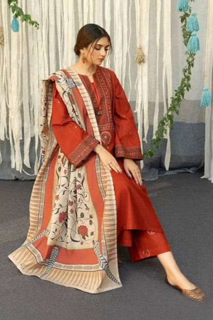 A Sling Heavy Embroidery 3PC Dhanak Suit JCH-066