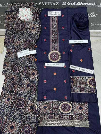 Bareeze Heavy Embroidery 3PC Dhanak Suit JCH-164