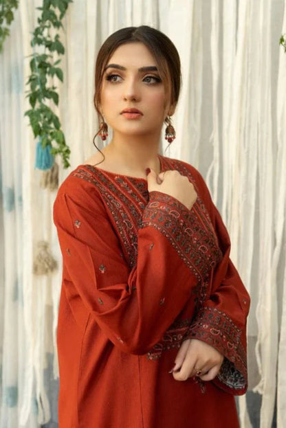 A Sling Heavy Embroidery 3PC Dhanak Suit JCH-066