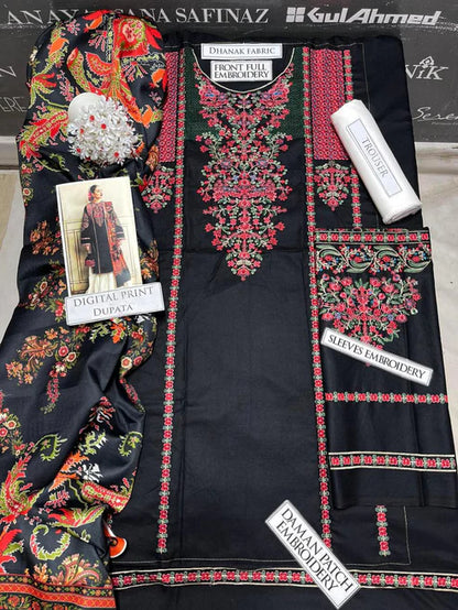 Hussain Rehar Heavy Embroidery 3PC Dhanak Suit JCH-123