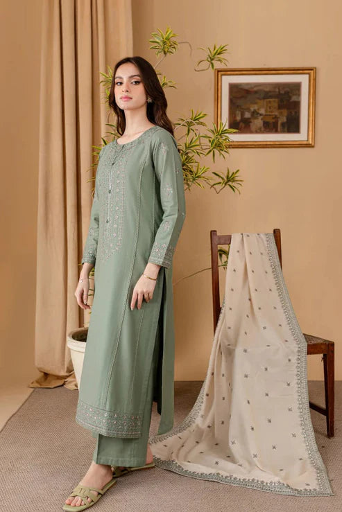 Batik Embroidery 3PC Dhanak Suit JCH-192