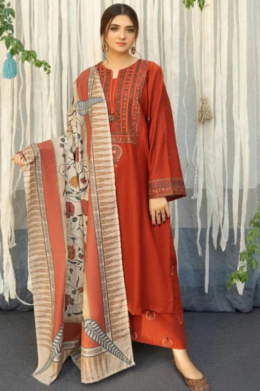A Sling Heavy Embroidery 3PC Dhanak Suit JCH-066